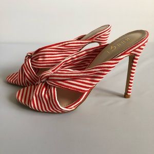 🆕  🎁 💝 Ladies Striped Knot High Heel Mules Size 8